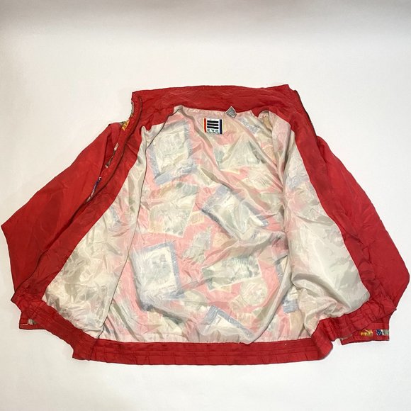Vintage EVR Div Rousso Apparel Group Red Silk Print Quilted Sleeves Jacket Sz M - Picture 4 of 11